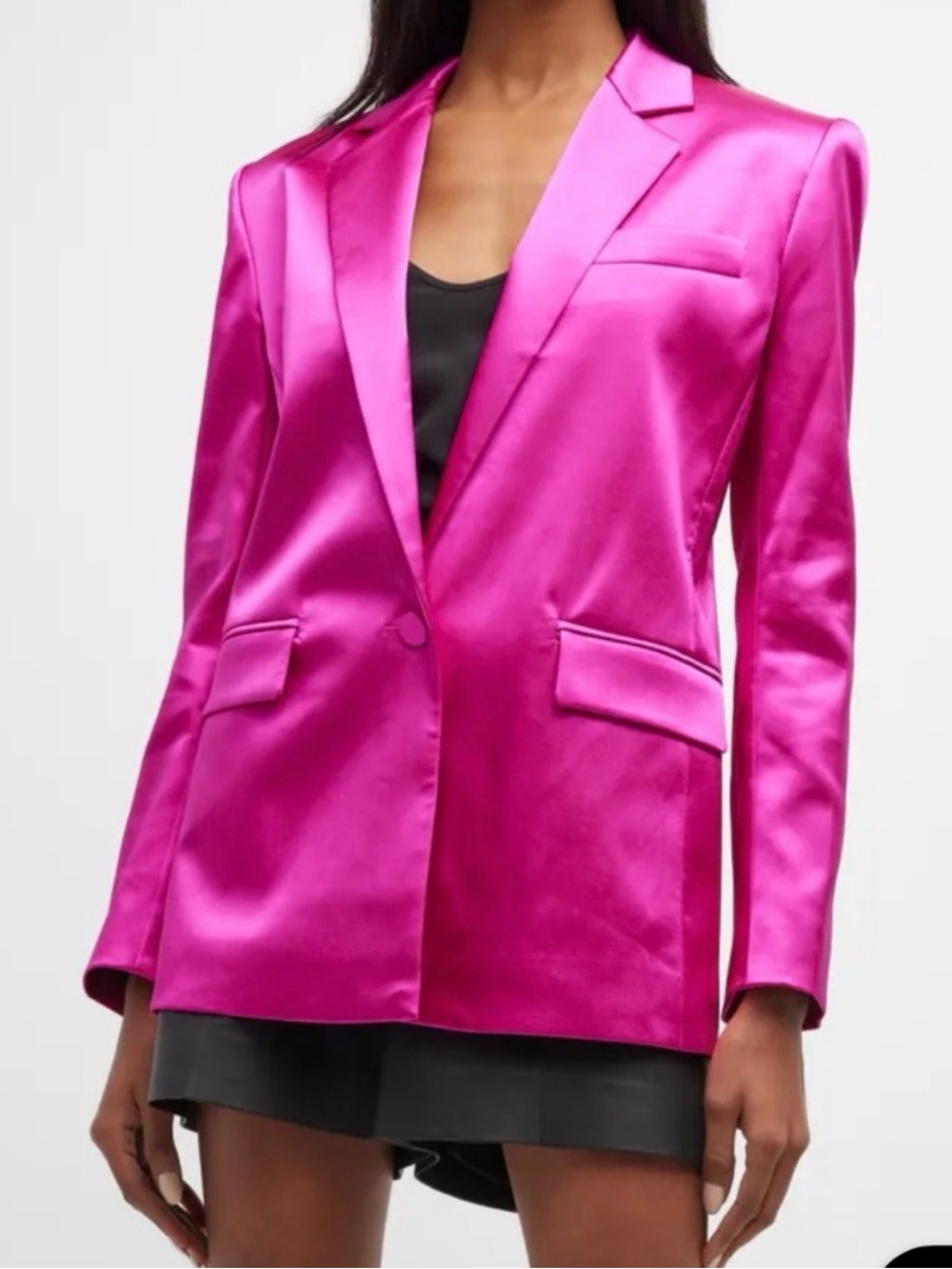 FRAME Strong Shoulder Satin Blazer - Magenta - New with tags